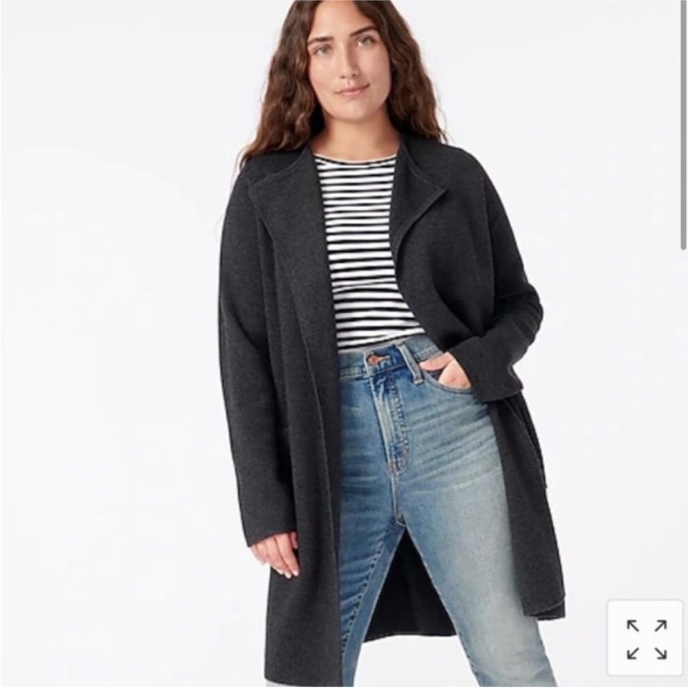 J. Crew Juliette Collarless Sweater Blazer Charcoal Gray Wool Blend S